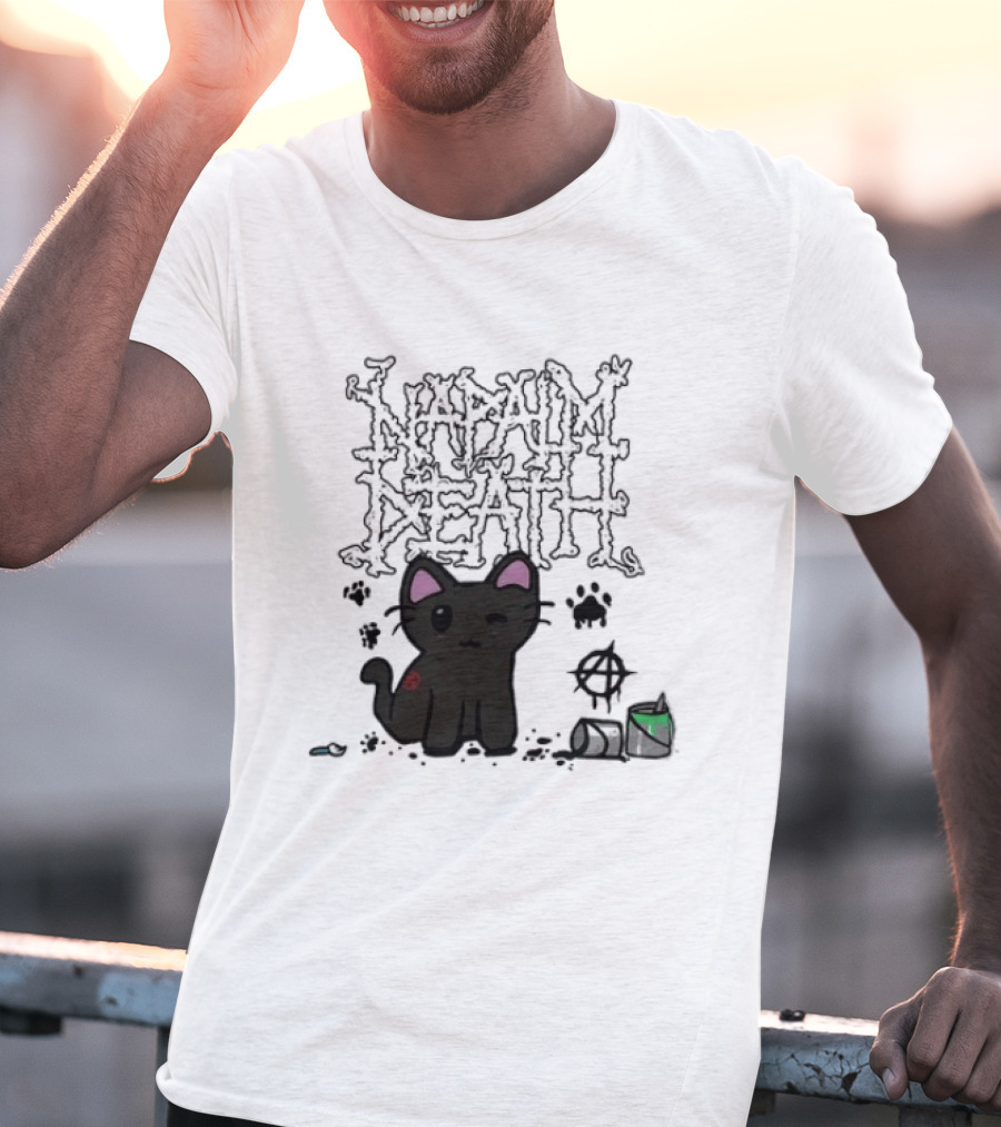 Napalm Death There Is No Authority But Cats Black Cat T-Shirt