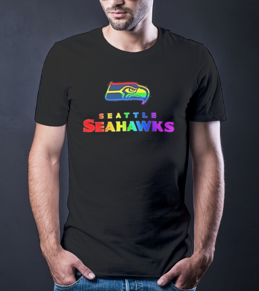 Seattle Seahawks Rainbow Pride NFL Team Logo LGBTQ+ T-Shirt