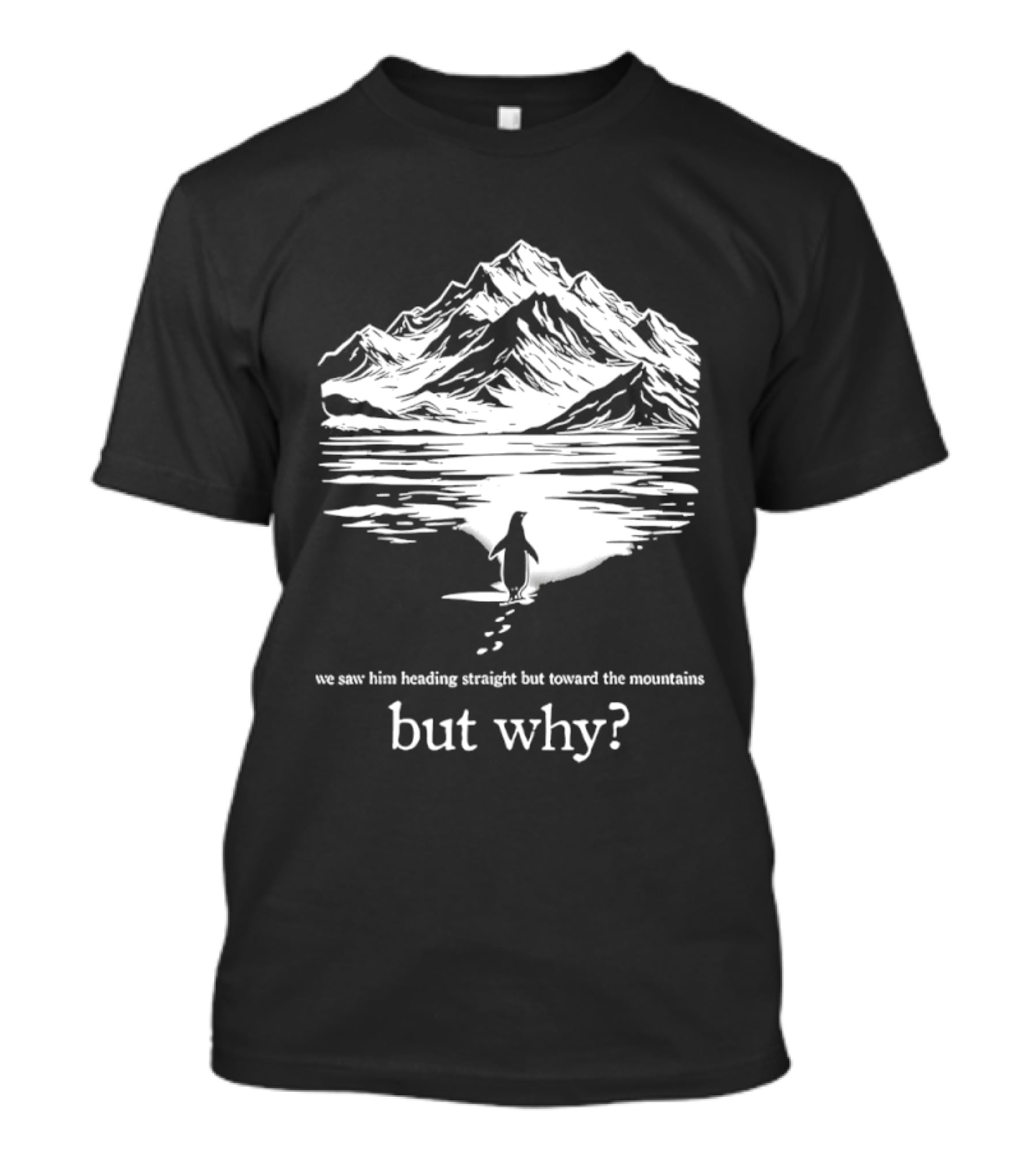 We Saw Him Heading Straight Toward The Mountains But Why? T-Shirt