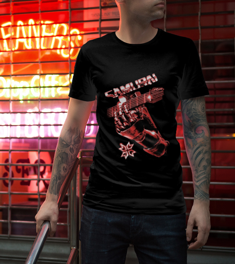 Samurai Cyberpunk 2077 Metallic Hand Guitar T-Shirt
