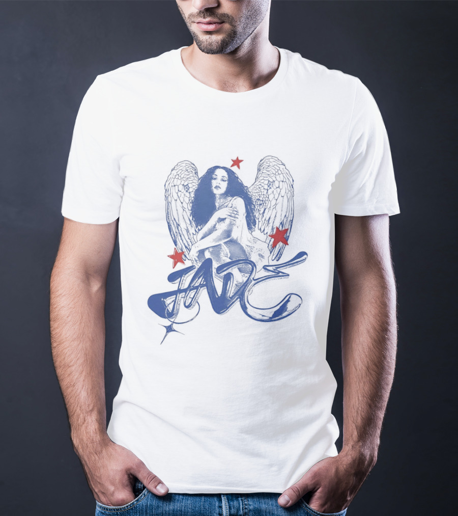 Jade Wings Blue Angel And Red Stars T-Shirt