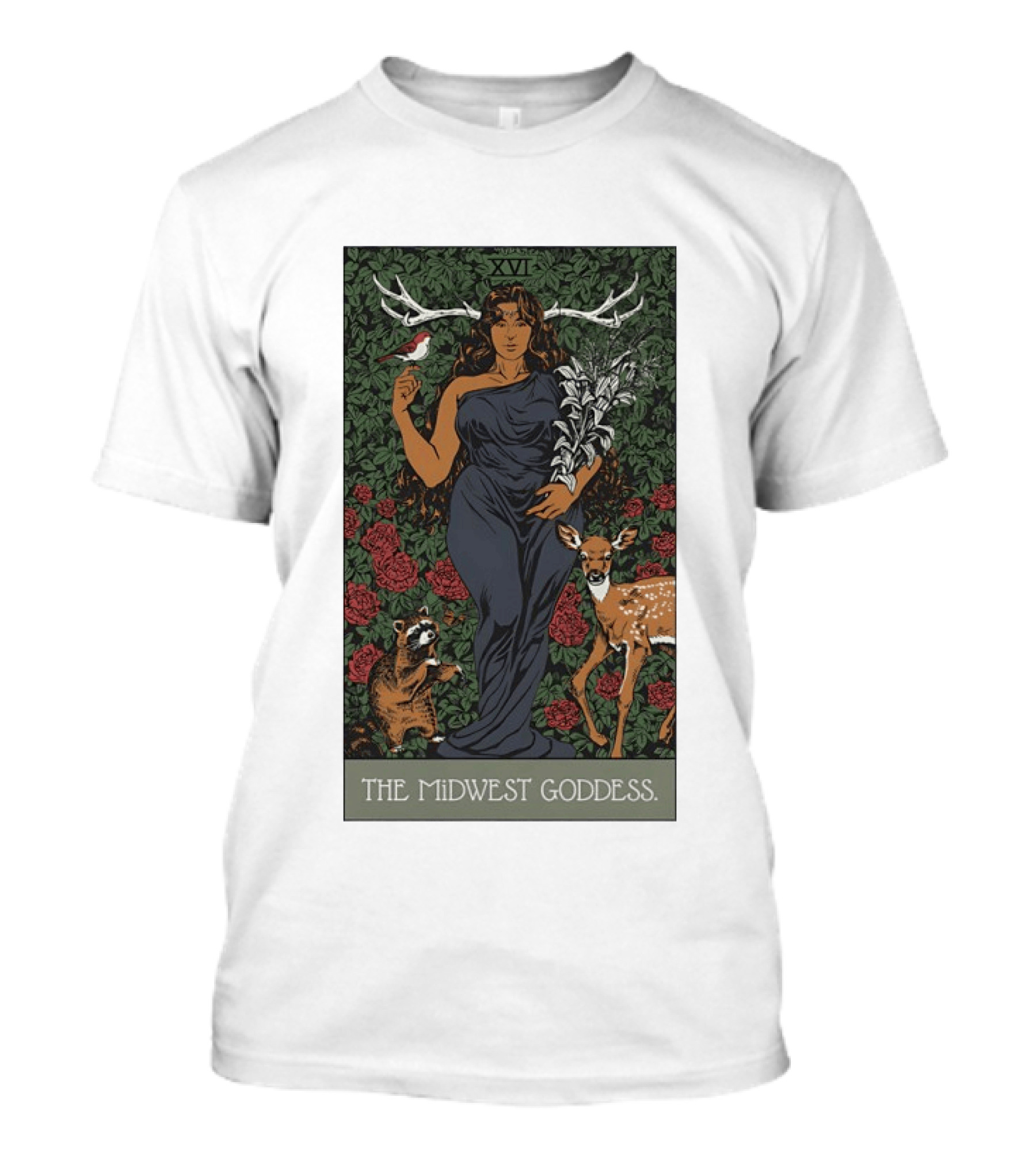 The Midwest Goddess XVI Antlered Deity With Nature T-Shirt
