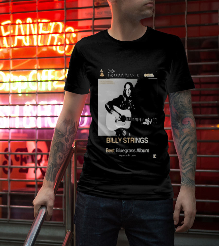 Billy Strings 2026 Grammy Winner Best Bluegrass Album Performance Acoustic Guitar T-Shirt