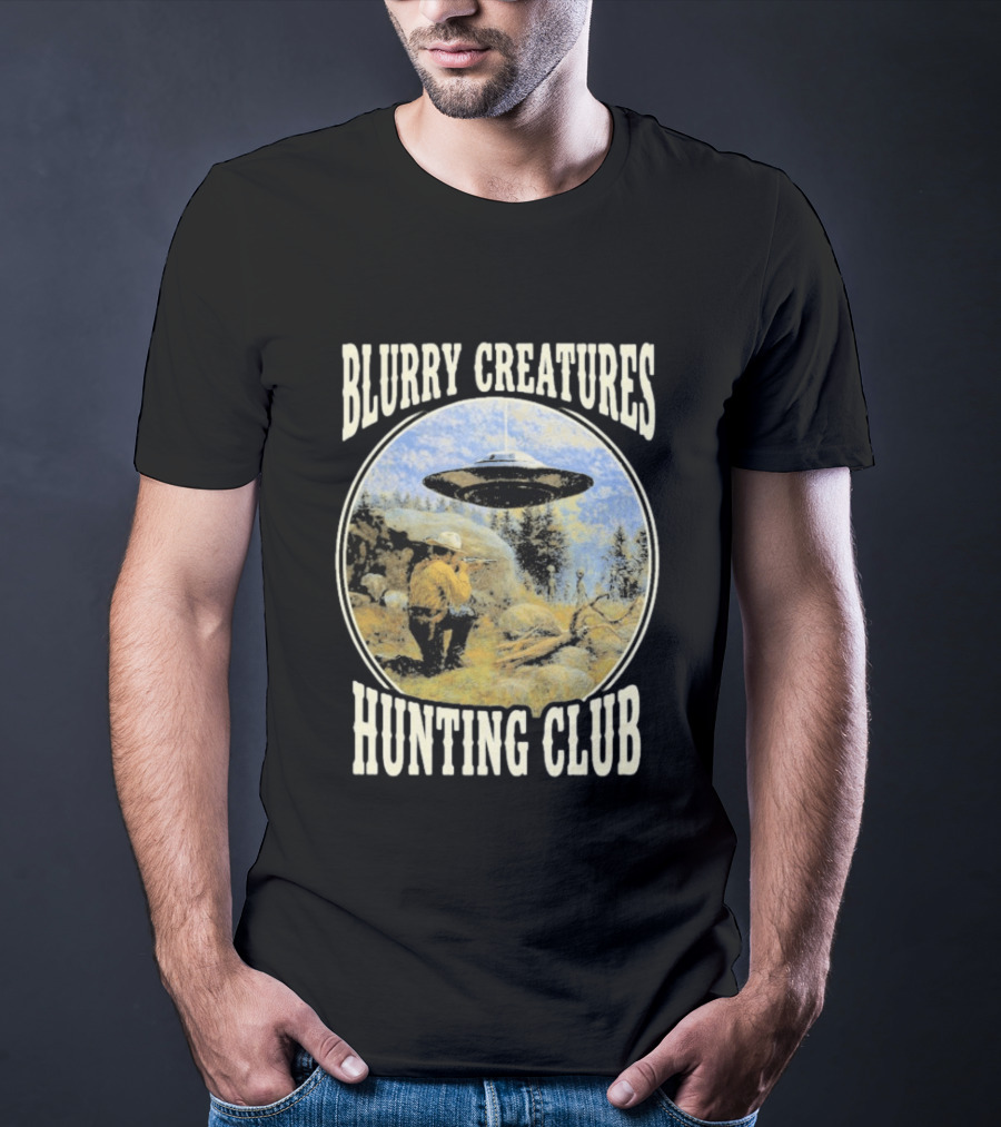 Blurry Creatures UFO Encounter Wilderness Adventure Hunting Club T-Shirt