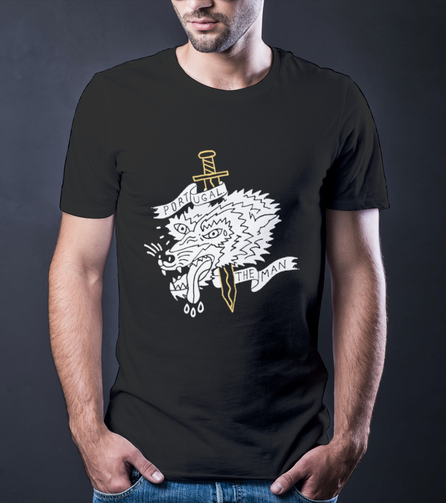 Portugal The Man Wolf Head Sword And Banner T-Shirt