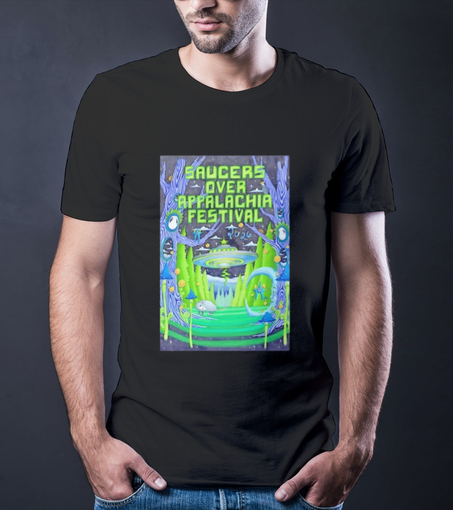 Saucers Over Appalachia Festival 2026 UFO Theme Bristol VA Jun 13 Forest Aliens T-Shirt