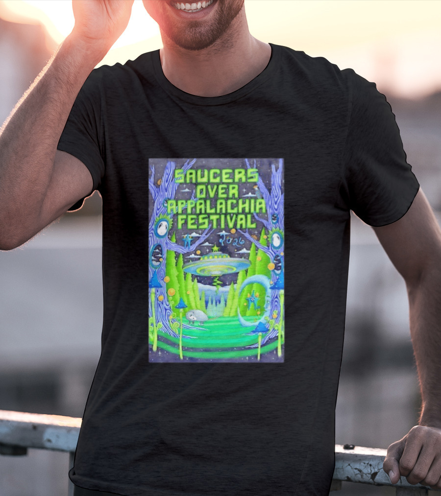 Saucers Over Appalachia Festival 2026 UFO Theme Bristol VA Jun 13 Forest Aliens T-Shirt