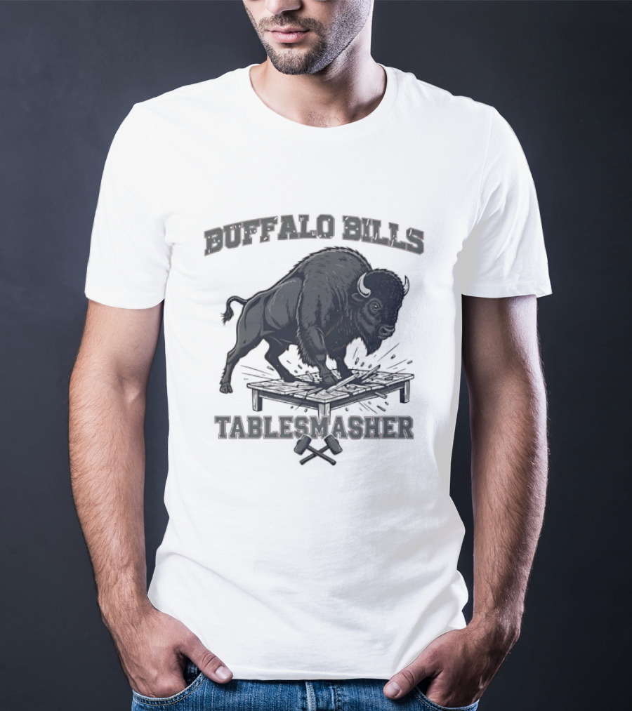 Buffalo Bills Table Smasher Buffalo Jumping Over Table T-Shirt