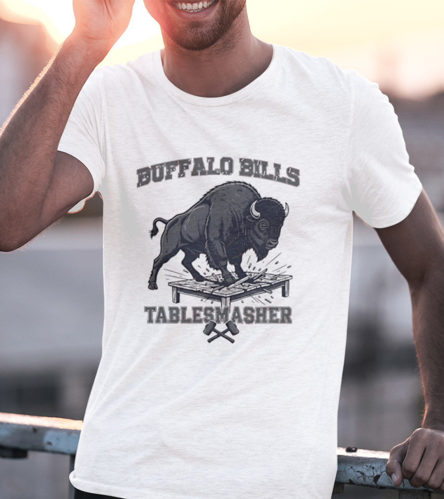 Buffalo Bills Table Smasher Buffalo Jumping Over Table T-Shirt