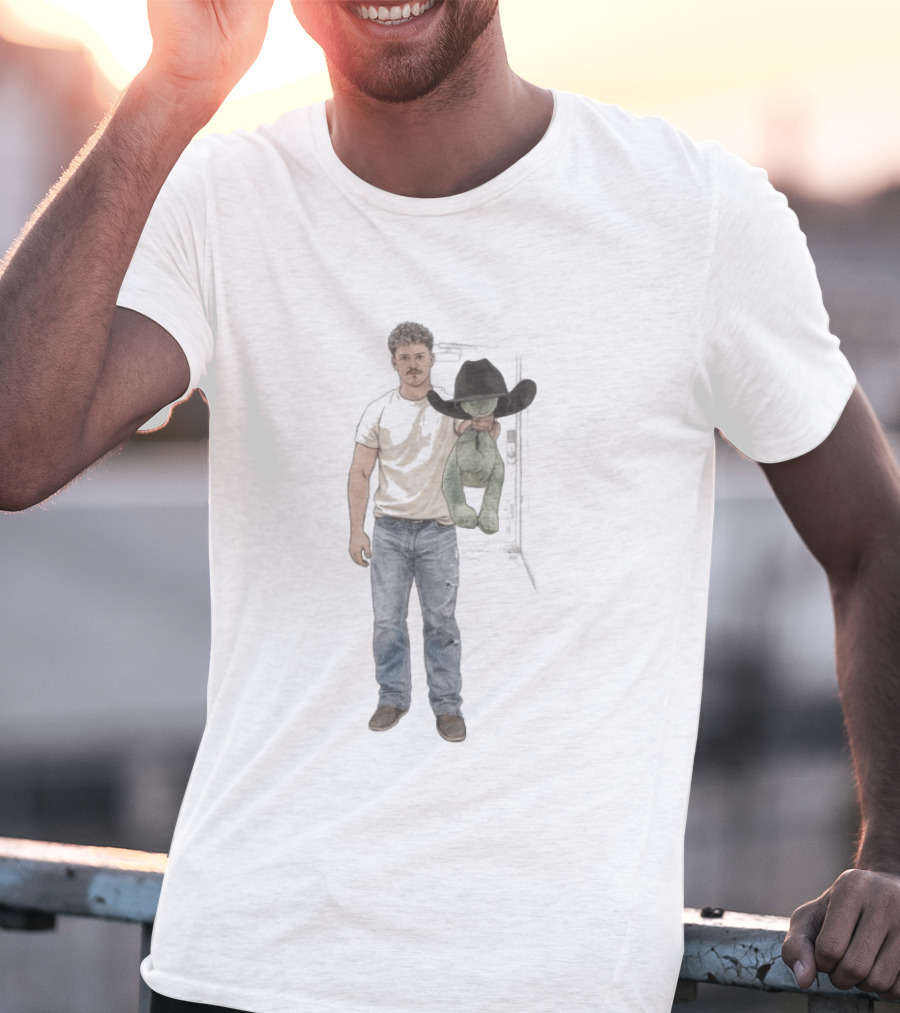 Cole Roach Cowboy With Stuffed Animal Wearing Black Hat T-Shirt