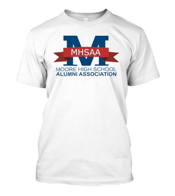 Moore High School Alumni Association MHSAA Red Ribbon Blue M T-Shirt