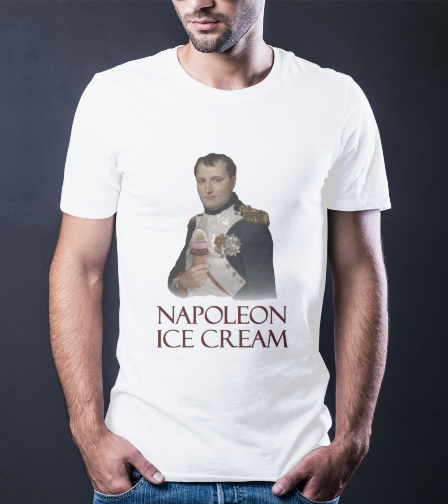 Napoleon Holding Neapolitan Ice Cream Cone Historical Mashup T-Shirt