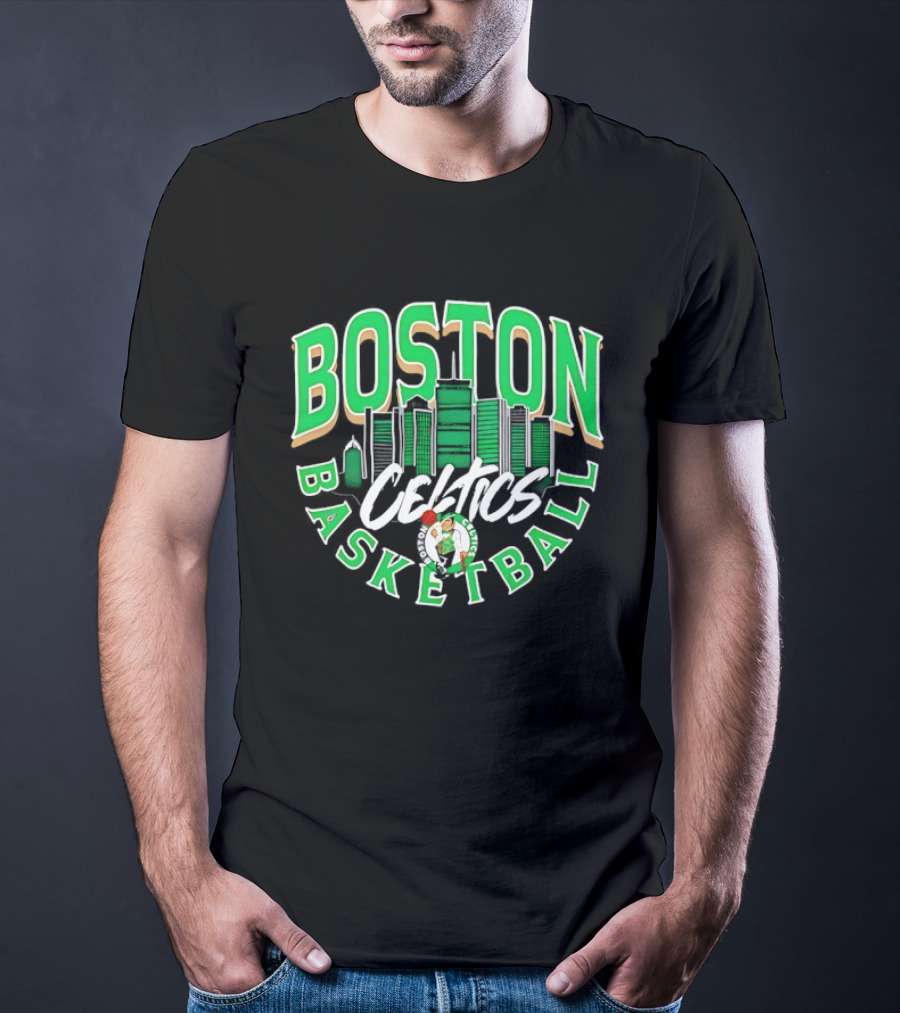 Boston Celtics Basketball City Skyline T-Shirt