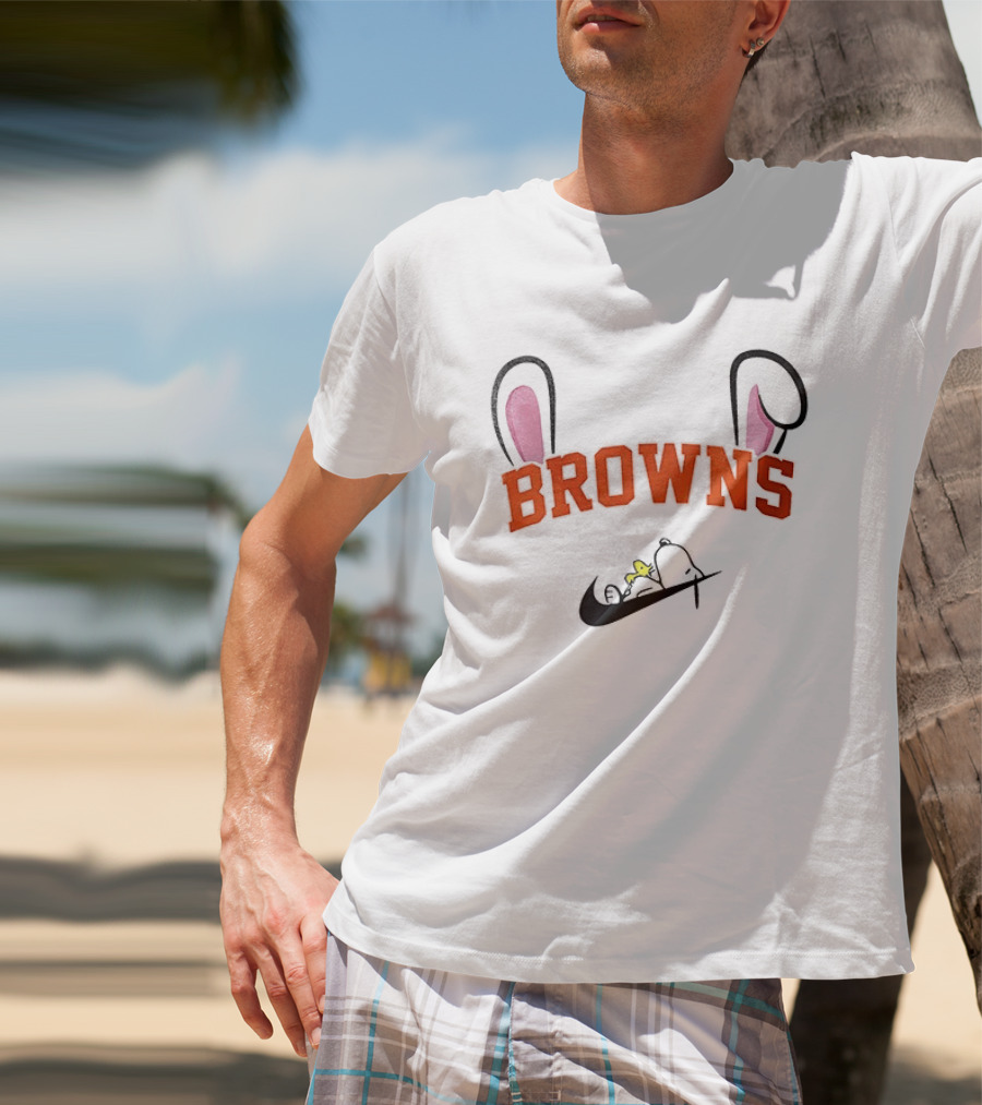 Cleveland Browns Peanuts Snoopy Woodstock Easter T-Shirt