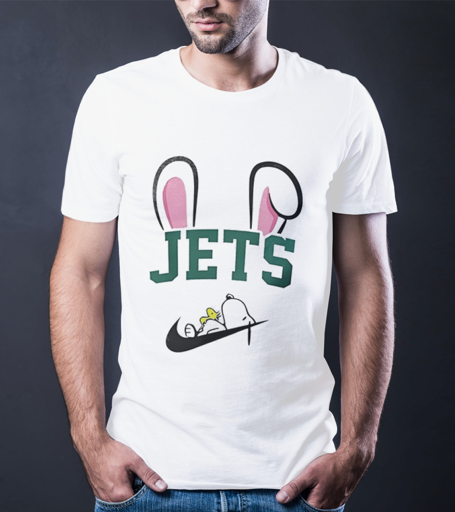 New York Jets Snoopy Peanuts Easter Bunny Ears T-Shirt