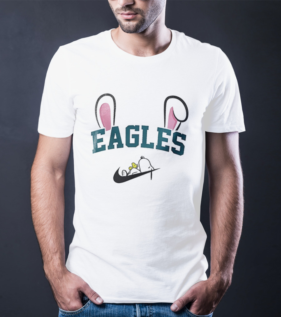 Eagles Peanuts Snoopy Woodstock Bunny Ears Easter T-Shirt