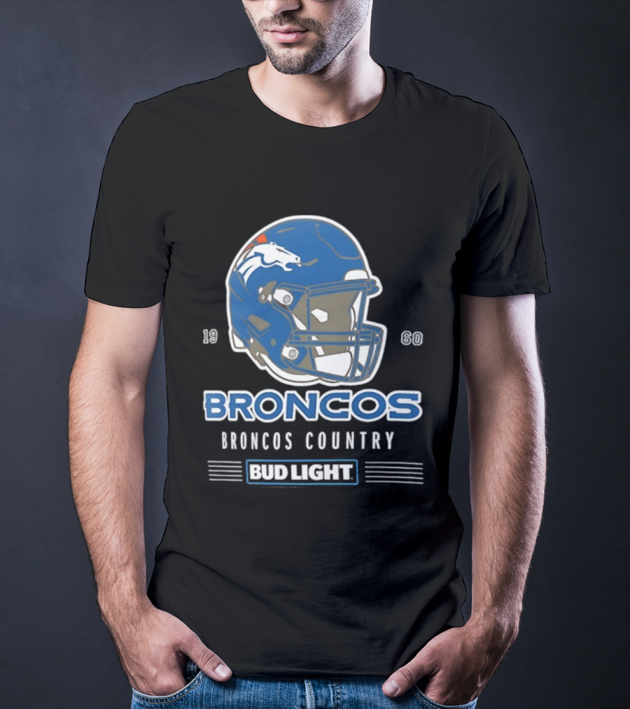 Broncos Country Bud Light NFL 1960 Helmet T-Shirt