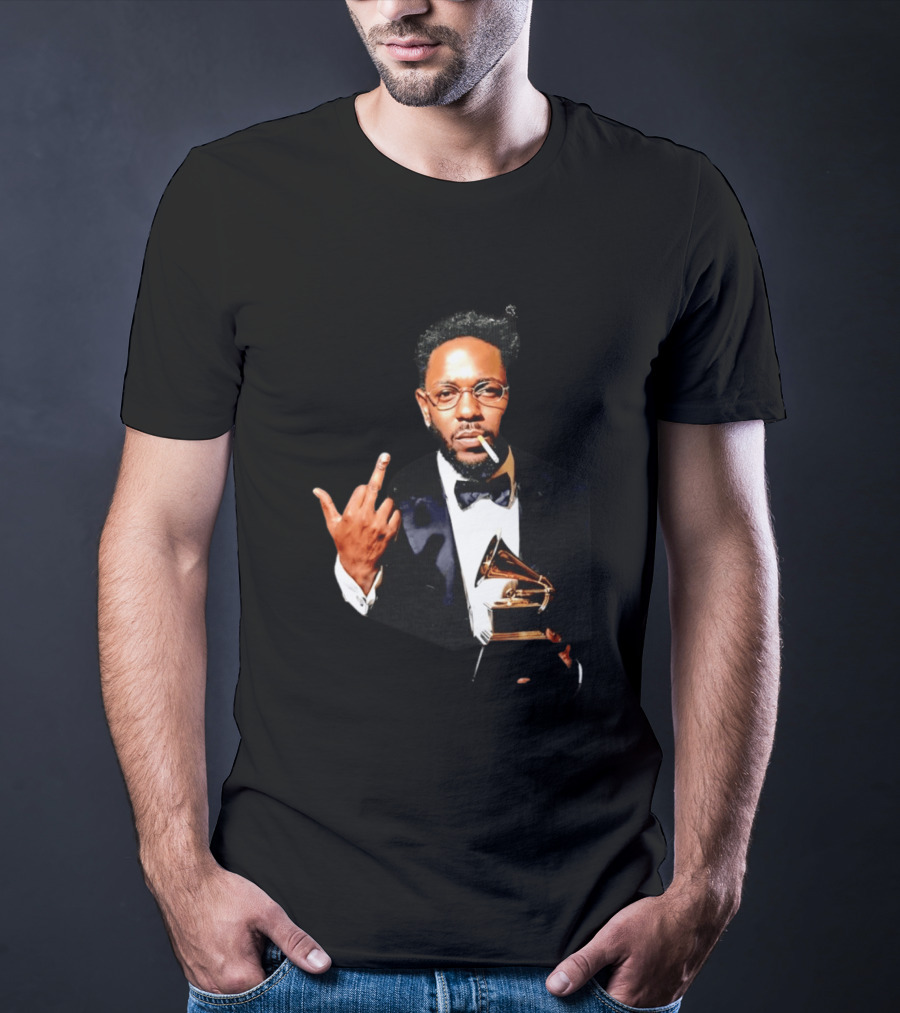 Kendrick Lamar Smoking Grammy Middle Finger Tuxedo T-Shirt