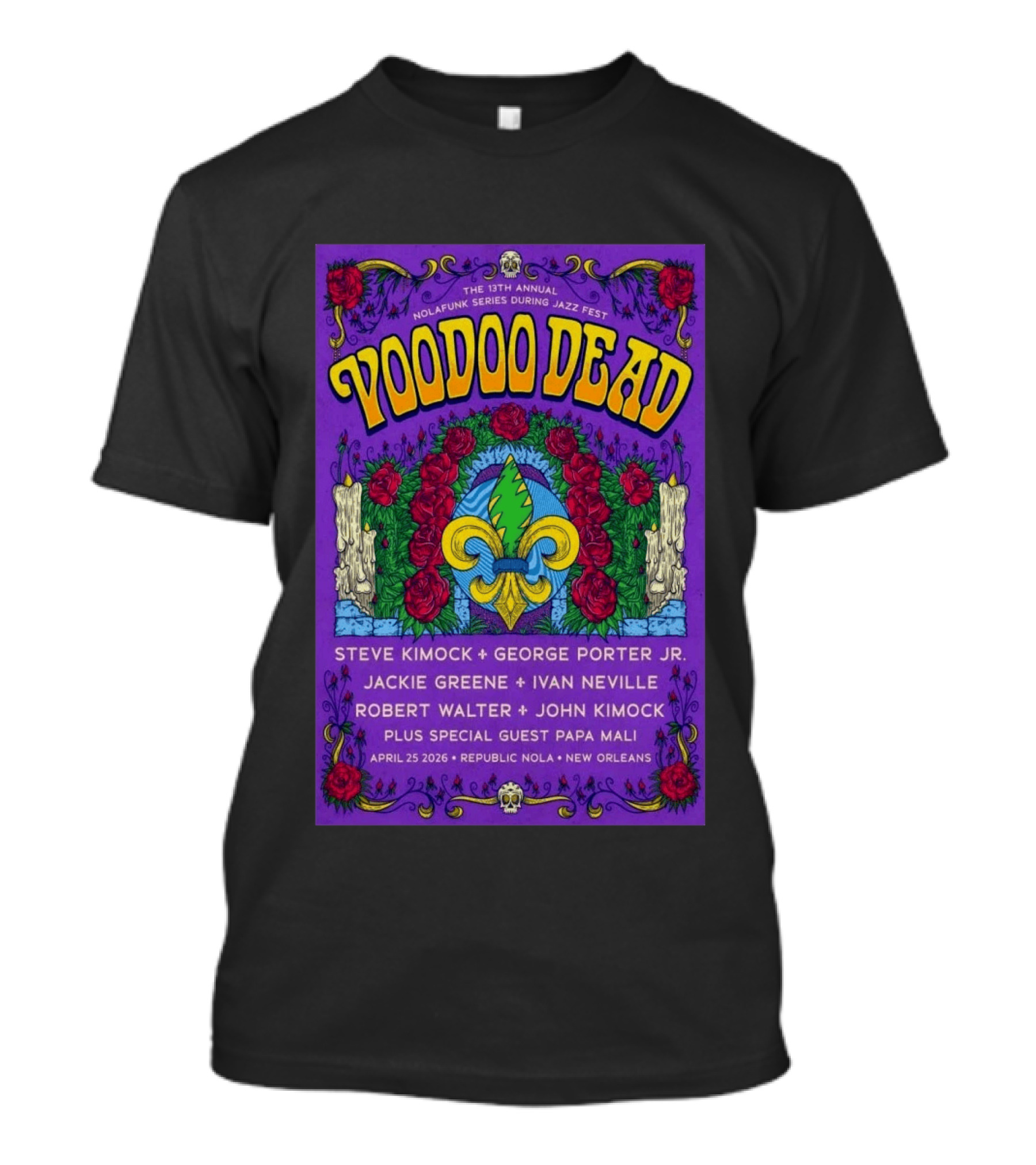 Voodoo Dead 13th Annual Nolafunk Series Jazz Fest New Orleans 2026 April 25 Republic NOLA T-Shirt
