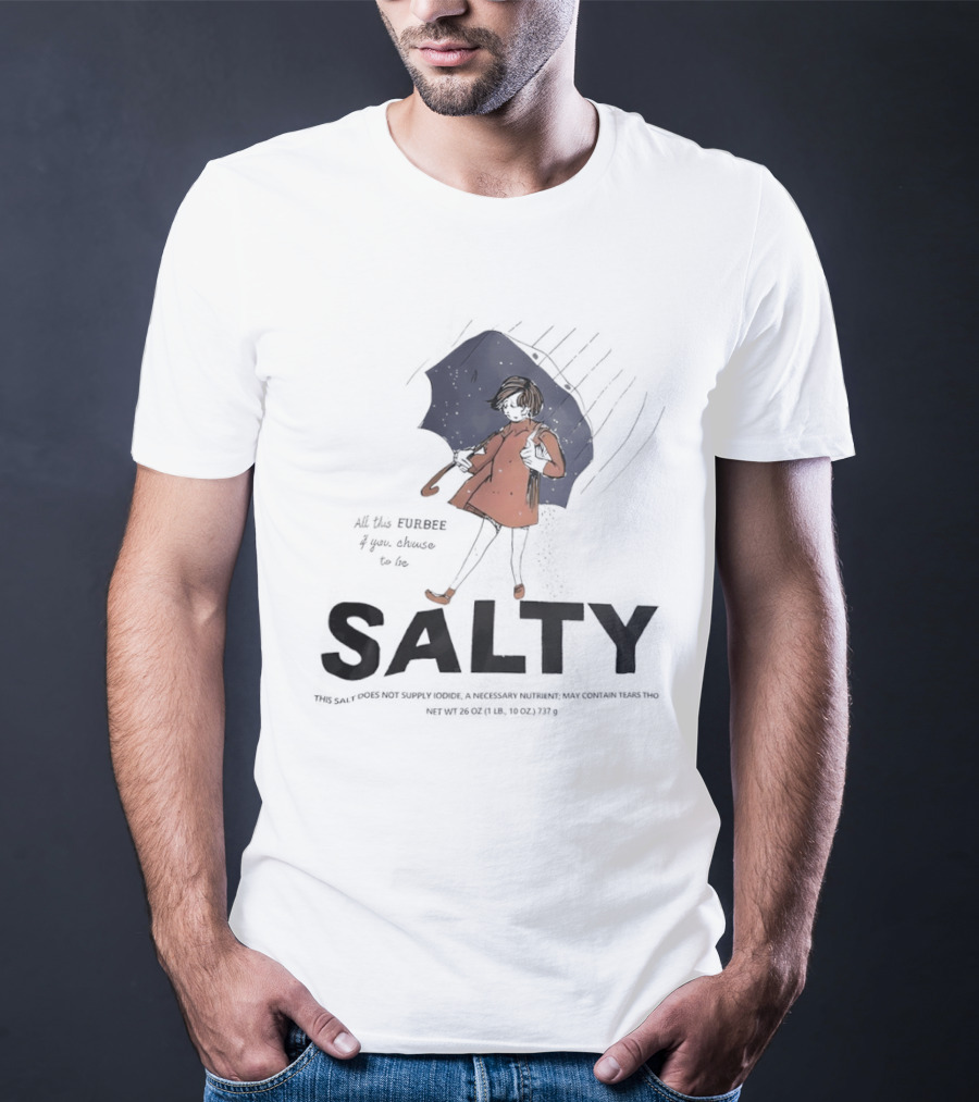 Salty Umbrella Girl In Rain Red Coat T-Shirt