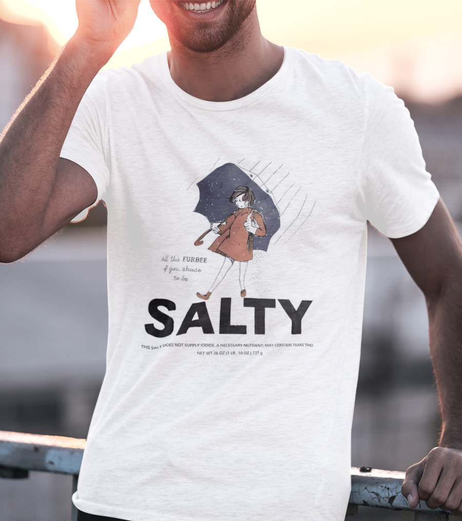 Salty Umbrella Girl In Rain Red Coat T-Shirt