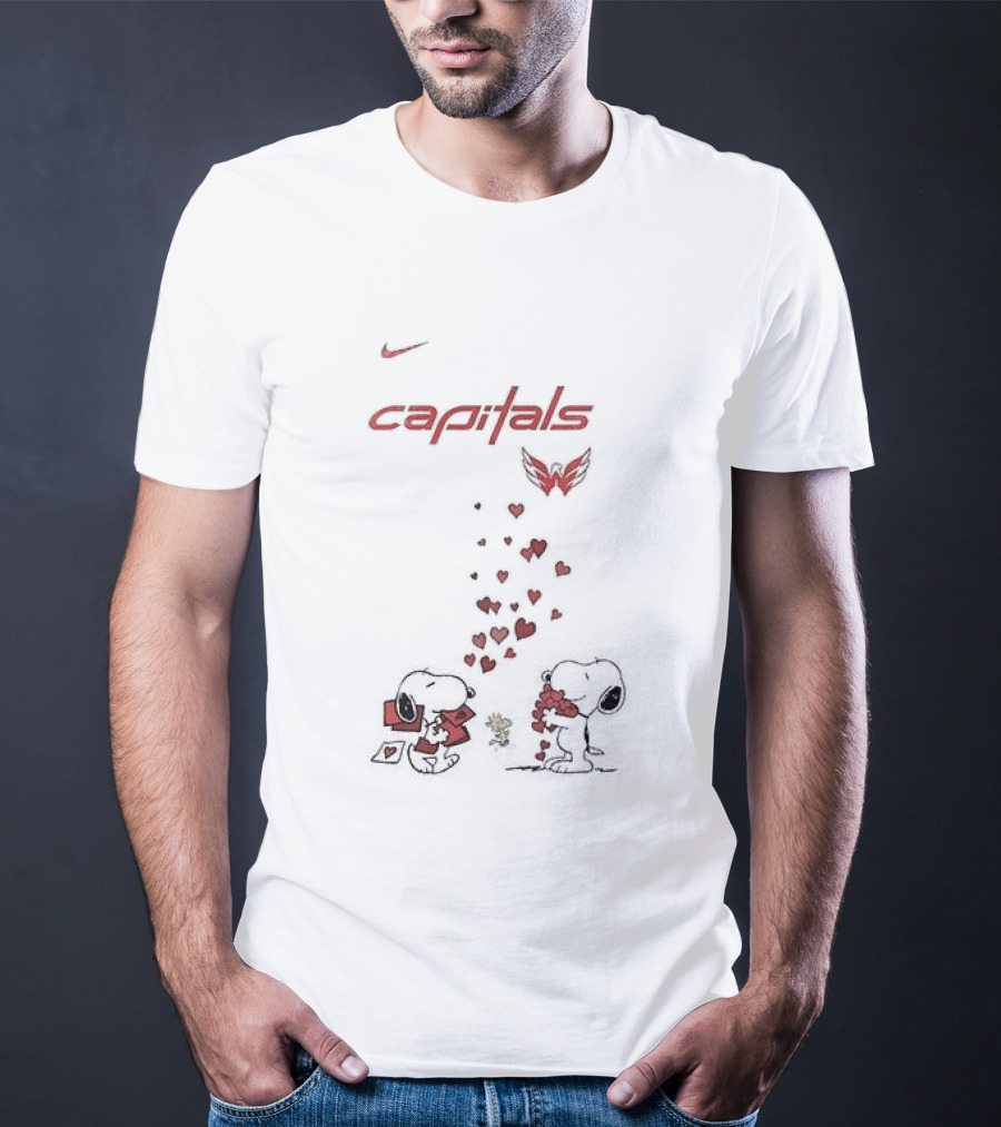 Washington Capitals Snoopy Hearts Valentine's Day Collaboration T-Shirt
