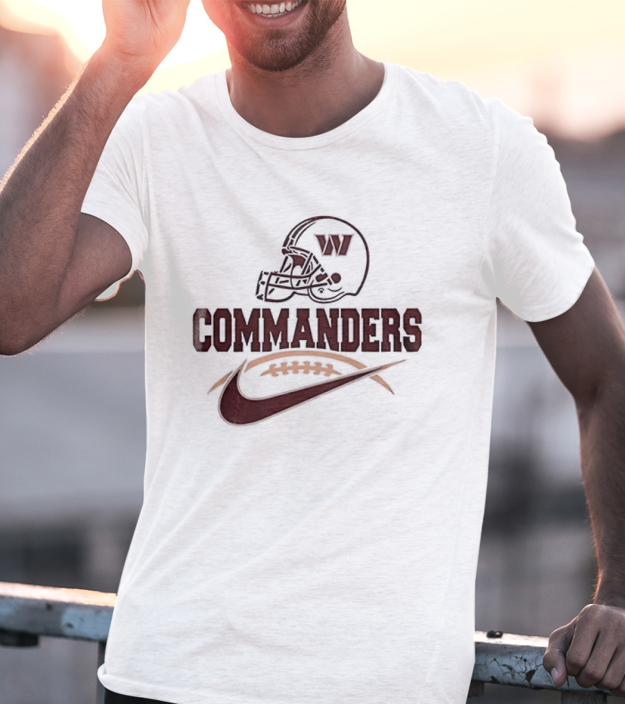 Washington Commanders Football Helmet Nike Swoosh T-Shirt
