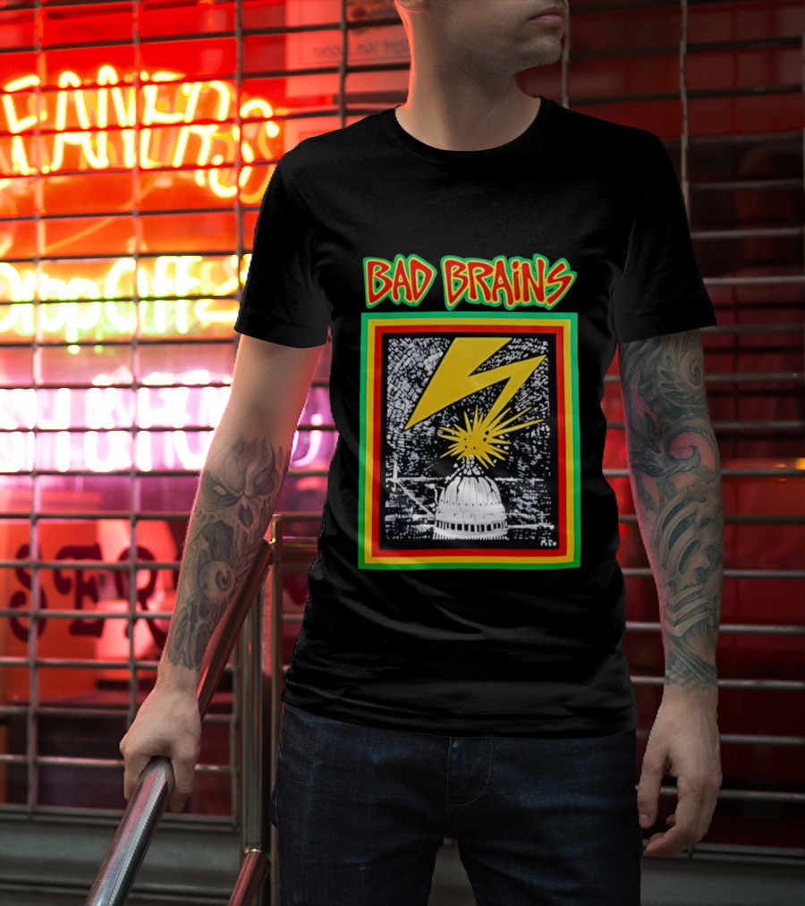 Bad Brains Lightning Capitol Explosion Bold Graphic Retro Vibe T-Shirt