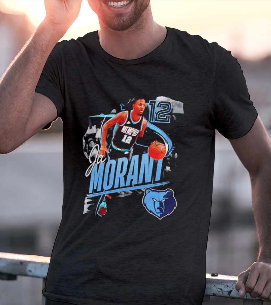 Ja Morant Memphis Grizzlies Number 12 Basketball Player Action T-Shirt