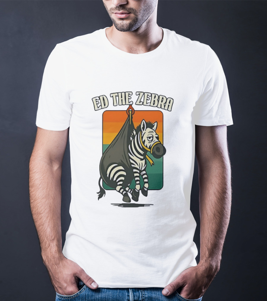Ed The Zebra Retro Striped Capture Scene T-Shirt