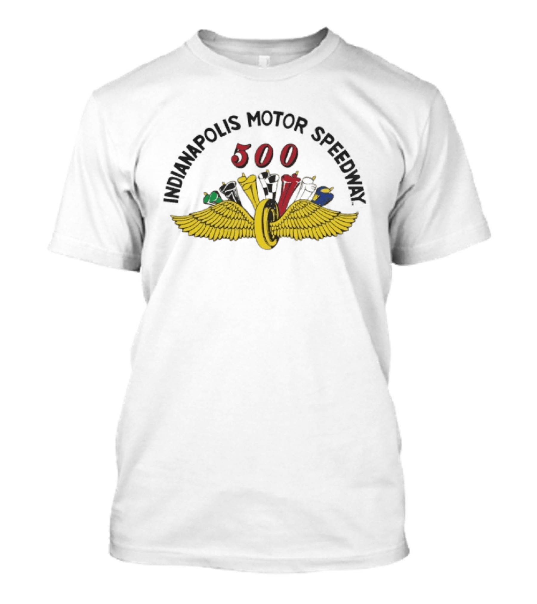 Indianapolis Motor Speedway 500 Wing Wheel Flags Racing T-Shirt