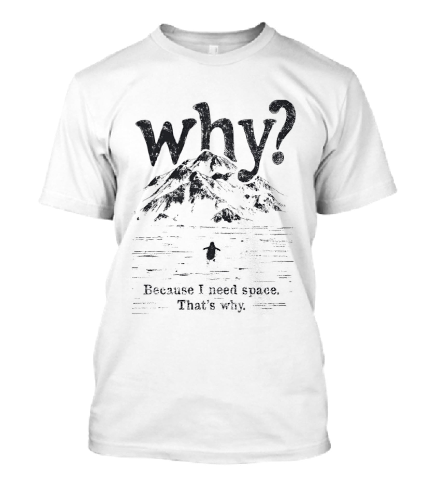 Penguin Why Because I Need Space That's Why T-Shirt