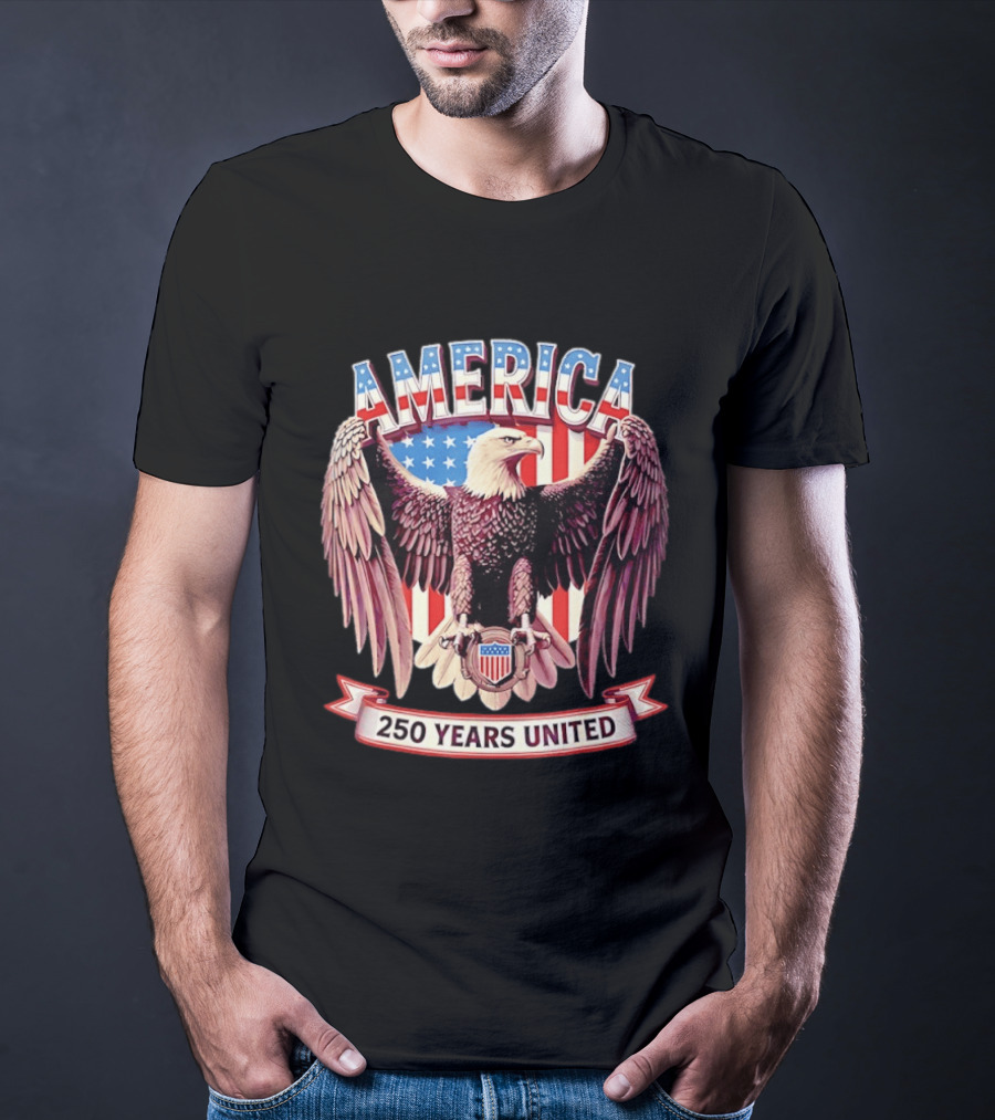 America Bald Eagle 250 Years United Patriotic Flag T-Shirt
