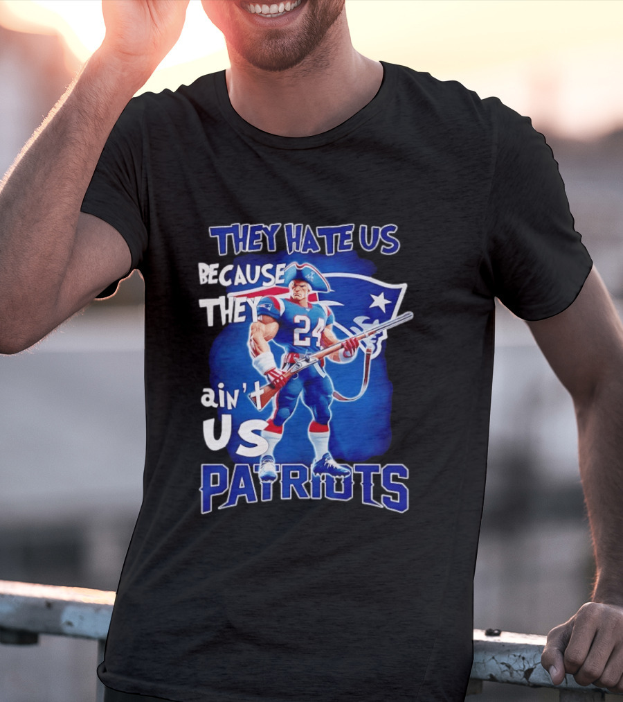 They Hate Us Because They Ain't Us Patriots 24 Holding Shotgun T-Shirt