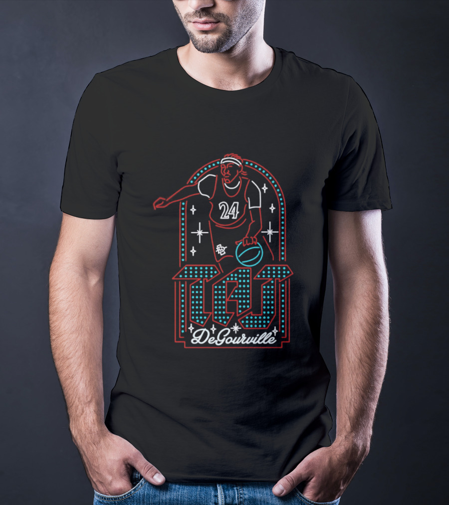 Taj DeGourville 24 San Diego State Aztecs Neon Basketball T-Shirt