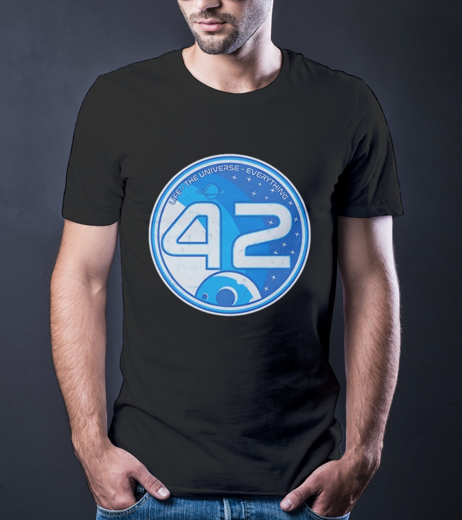 Life The Universe Everything 42 Planet And Stars Iconic Number T-Shirt