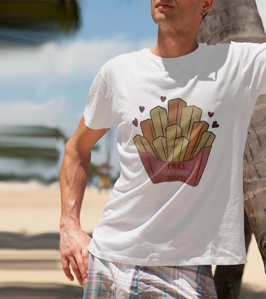 Fries Before Guys Valentine's Day Heart T-Shirt