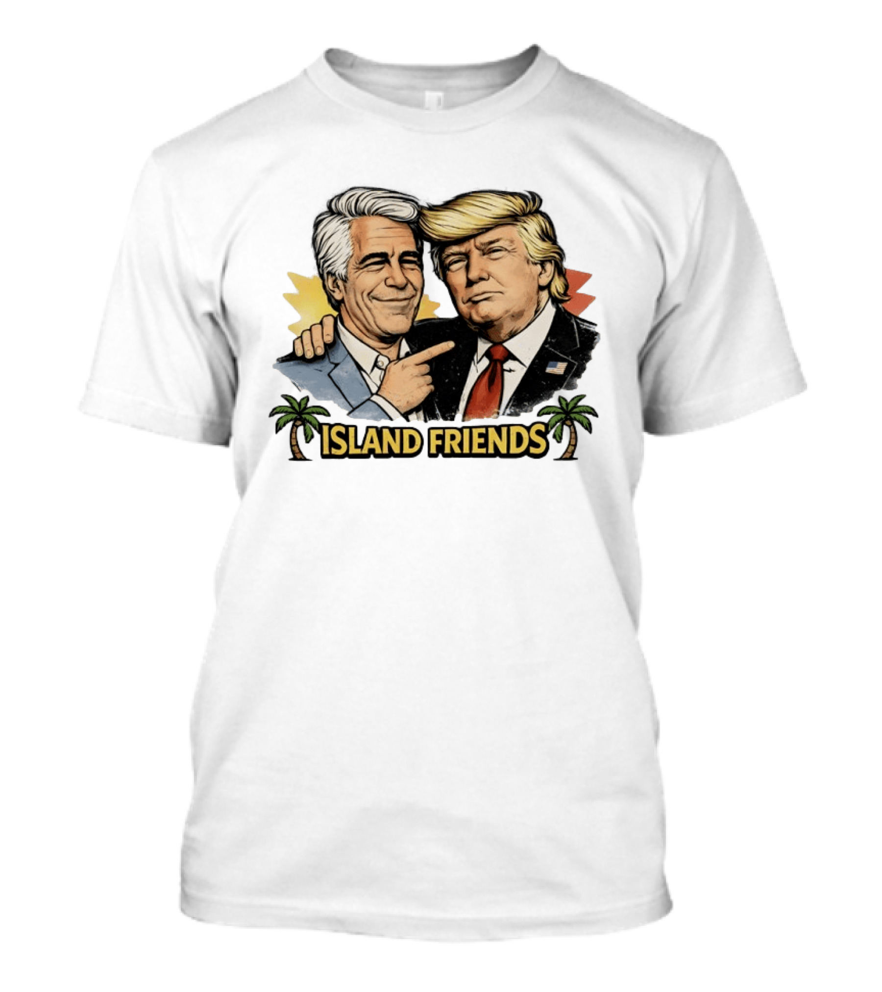Trump And Epstein Island Friends Iconic Duo With Tropical Palm T-Shirt