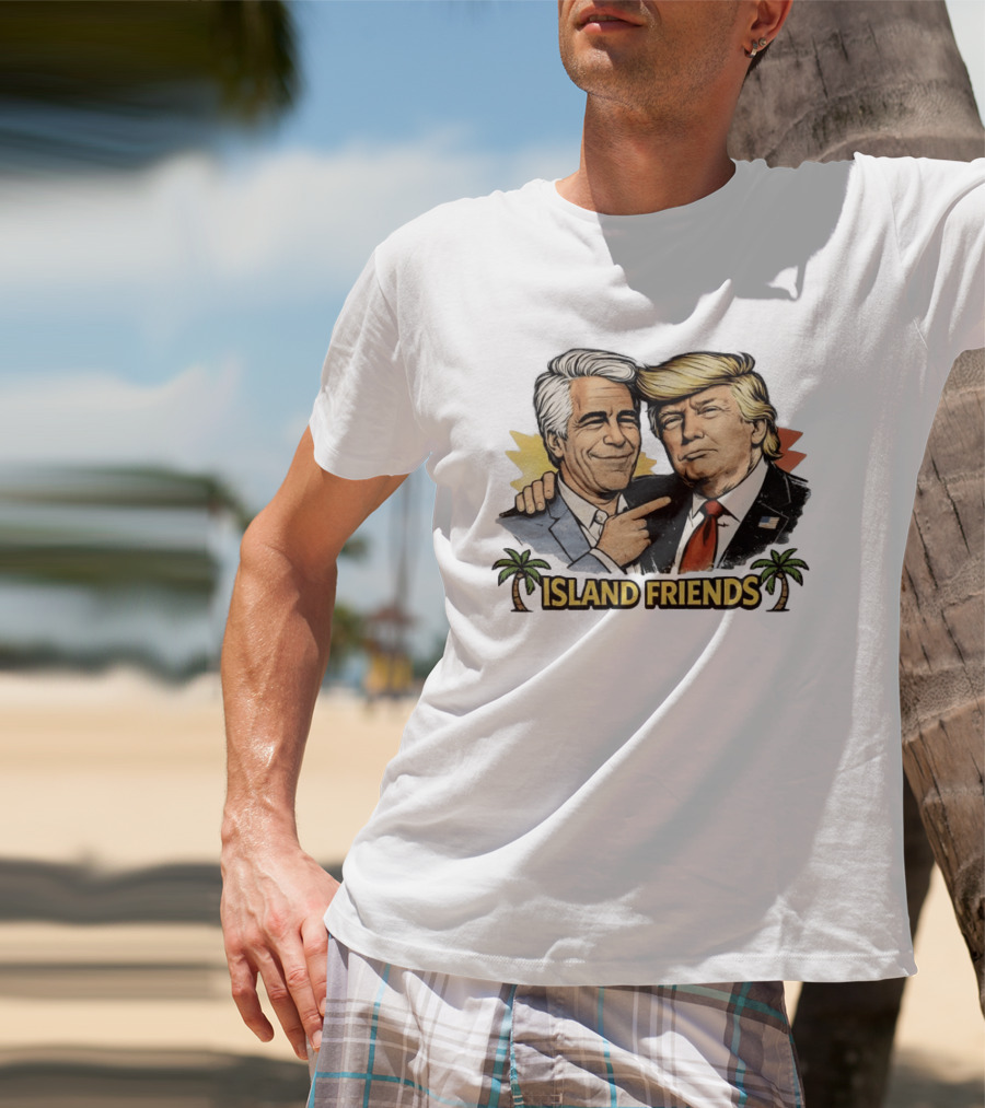 Trump And Epstein Island Friends Iconic Duo With Tropical Palm T-Shirt
