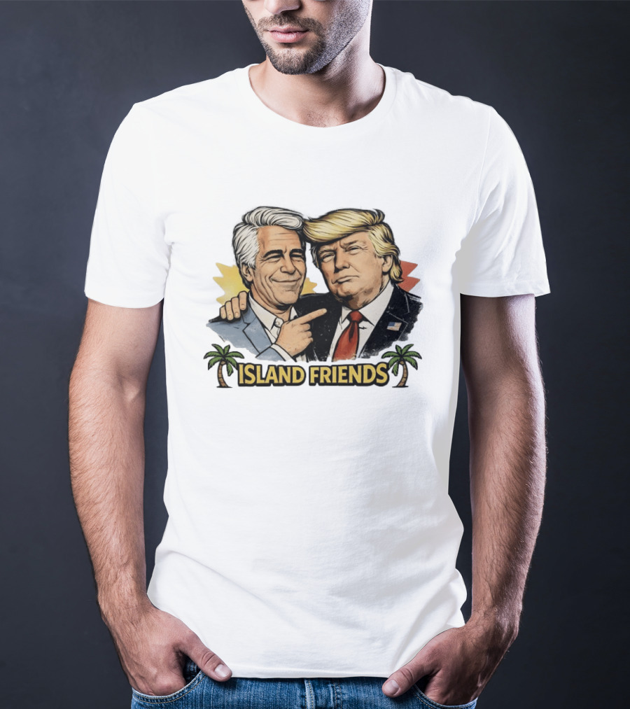 Trump And Epstein Island Friends Iconic Duo With Tropical Palm T-Shirt
