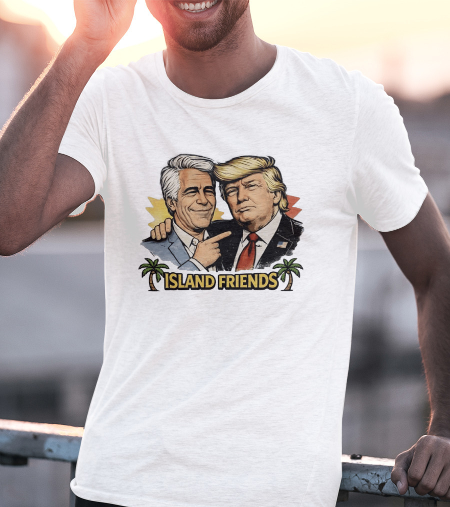 Trump And Epstein Island Friends Iconic Duo With Tropical Palm T-Shirt