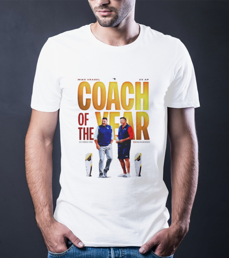 Mike Vrabel Coach Of The Year Highlight With Trophy T-Shirt