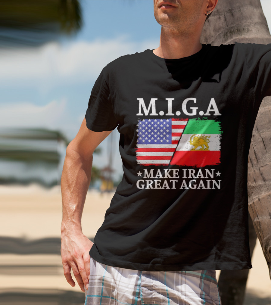 M.I.G.A Make Iran Great Again Half American Half Iranian Flags T-Shirt