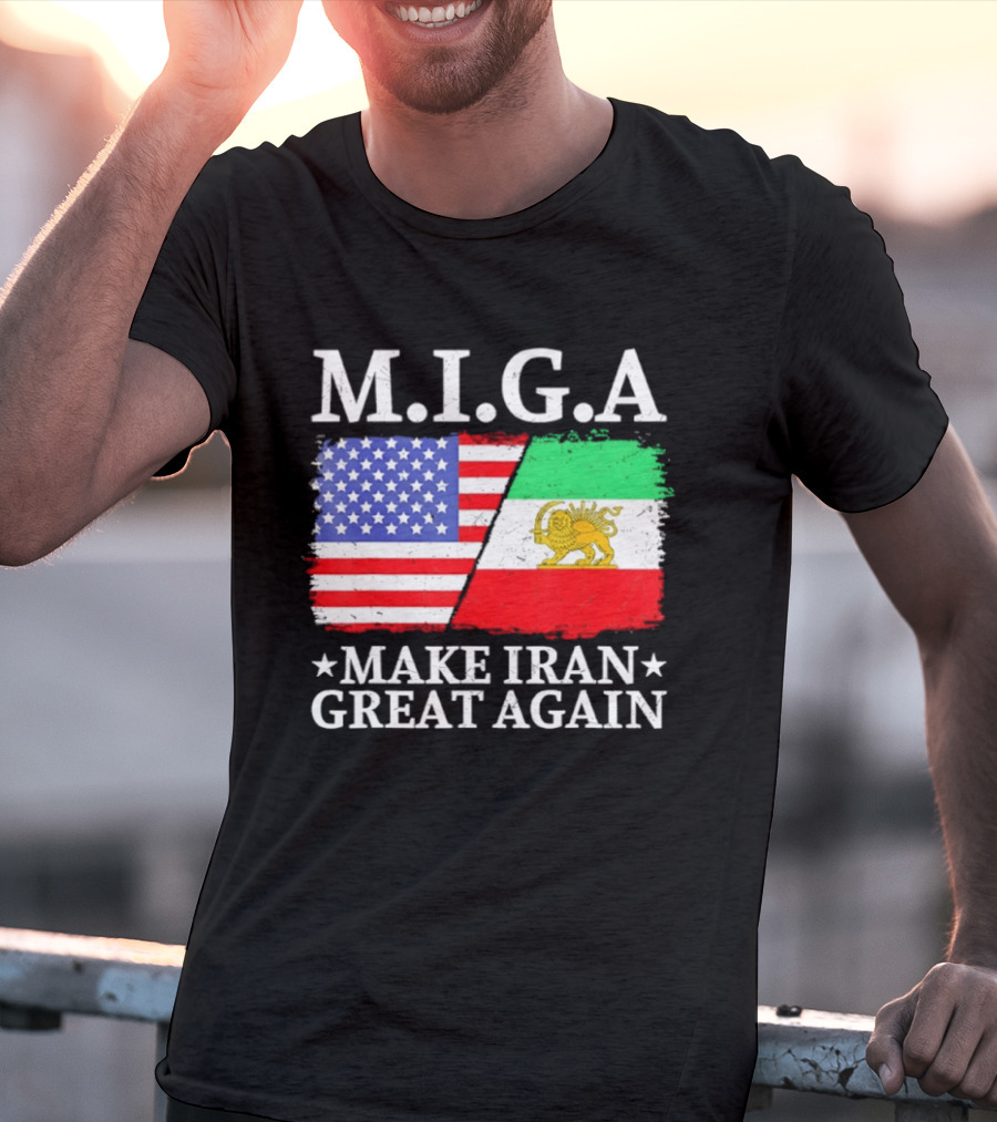 M.I.G.A Make Iran Great Again Half American Half Iranian Flags T-Shirt