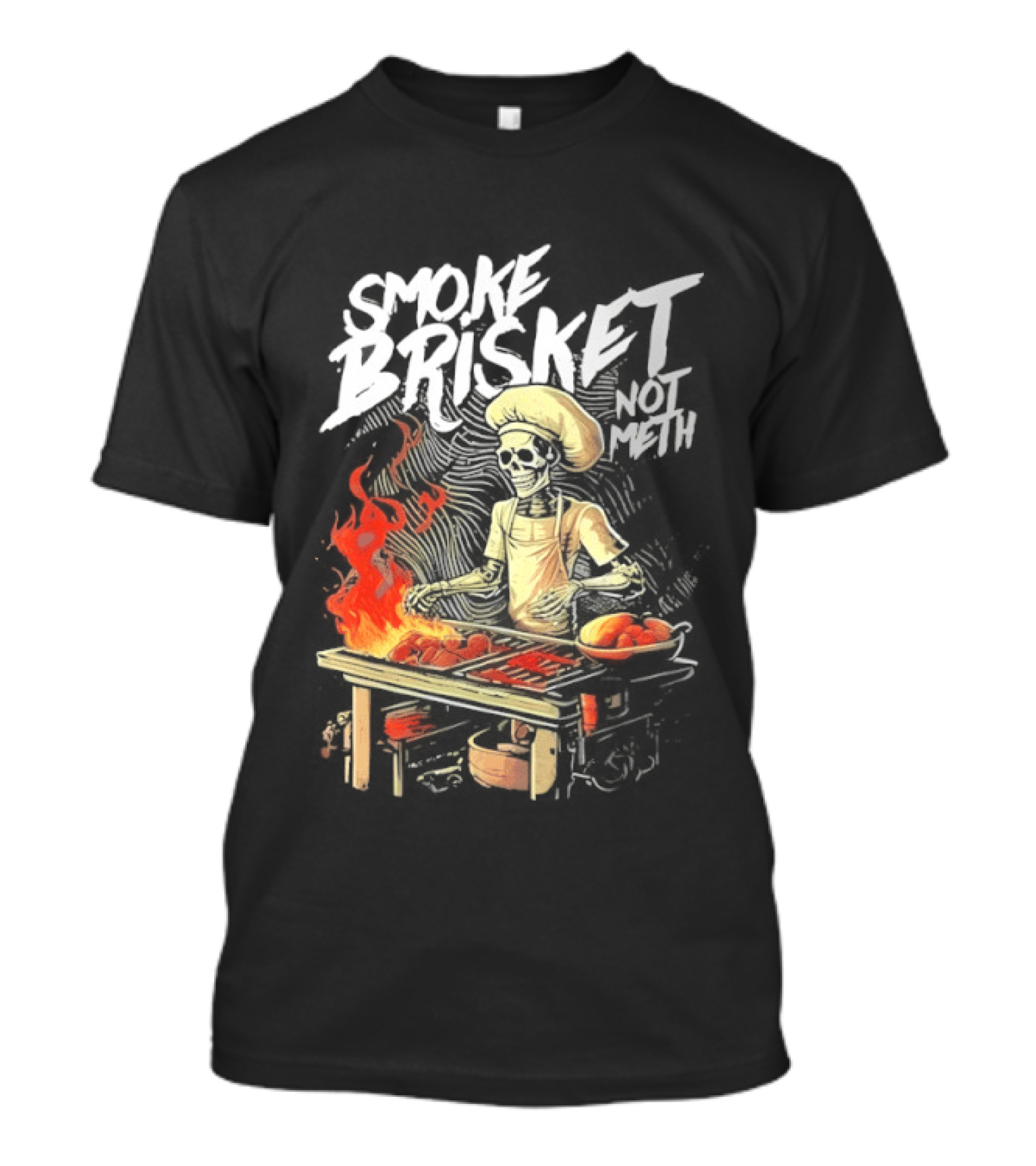 Smoke Brisket Not Meth BBQ Skeleton Chef Humor T-Shirt