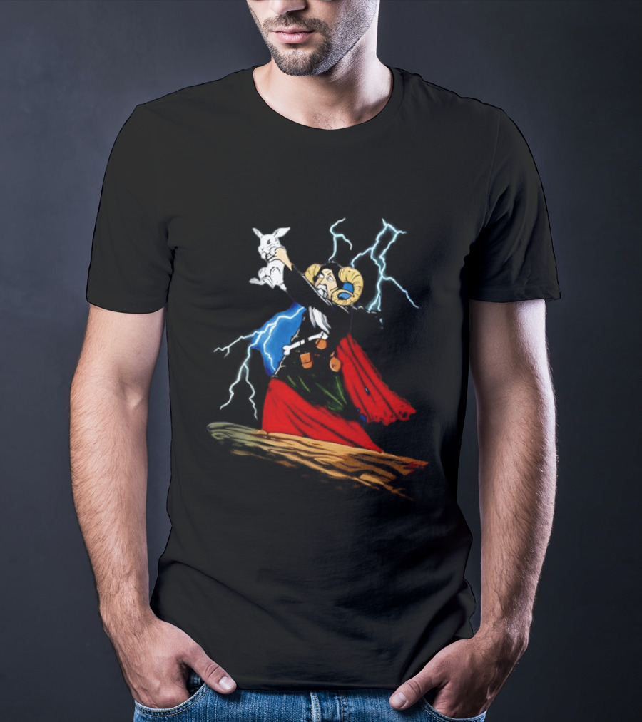Tim The Enchanter Monty Python Wizard Holding Killer Rabbit Iconic Movie Scene T-Shirt