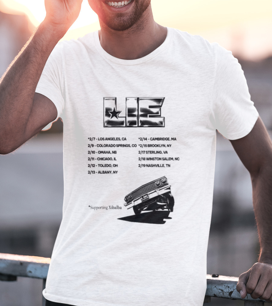 LIE Supporting Xibalba February Tour 2026 San Bernardino Mexico Anaheim New York Louisville Portland Minneapolis T-Shirt