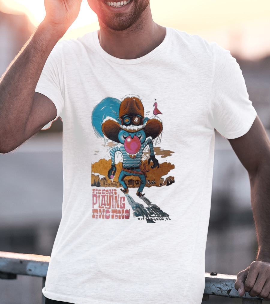 Pigeons Playing Ping Pong February 6 7 2026 Pittsburgh PA Cowboy Alien Theme With Pink Bubblegum And Purple Pigeon T-Shirt