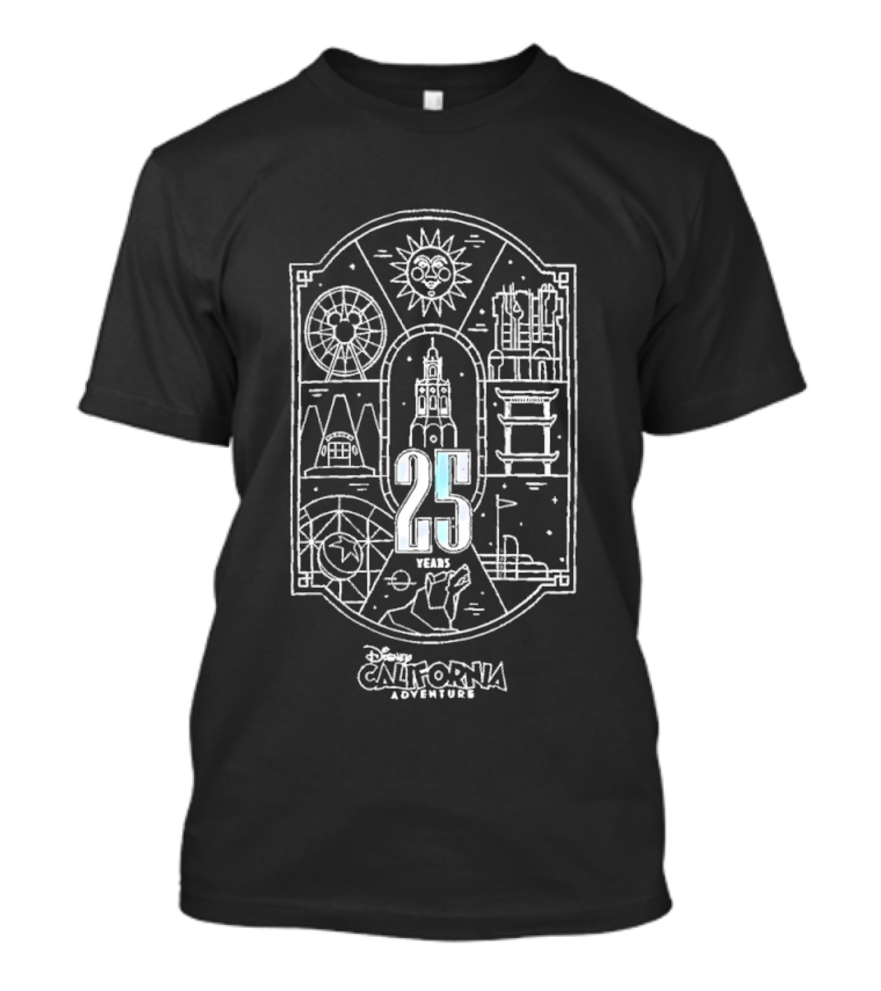Disney California Adventure 25 Years Anniversary Ferris Wheel Castle Sun T-Shirt