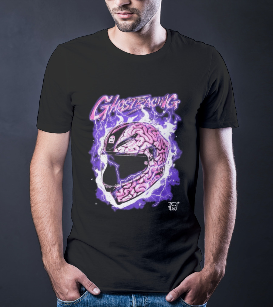 Ghost Racing Purple Brain Helmet Lightning Explosion T-Shirt